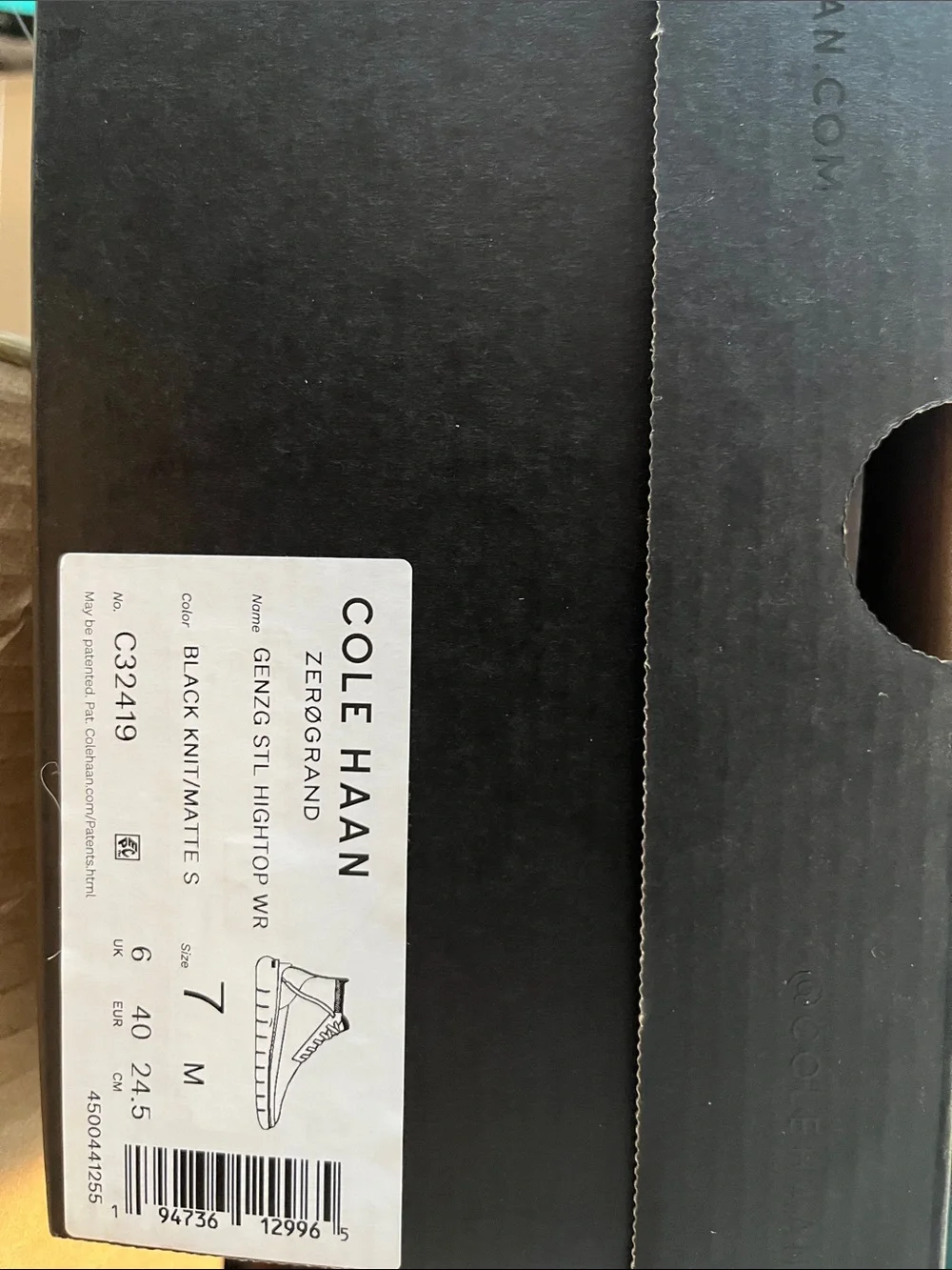 Cole Haan Men's Black Knit Waterproof Lace-Up Sneakers